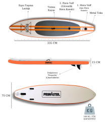 Paddle Board Stand Up Sup Şişme Sörf Tahtası 335*75*15 cm