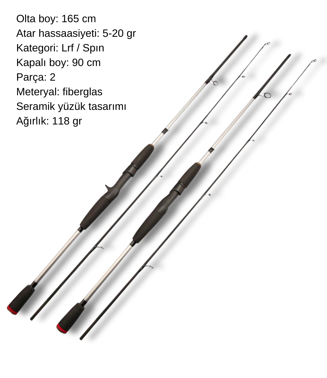 POYRAZ Lrf Spin Olta Kamışı 165 Cm 5-20 gr Seramik Yüzük Frdzbl165