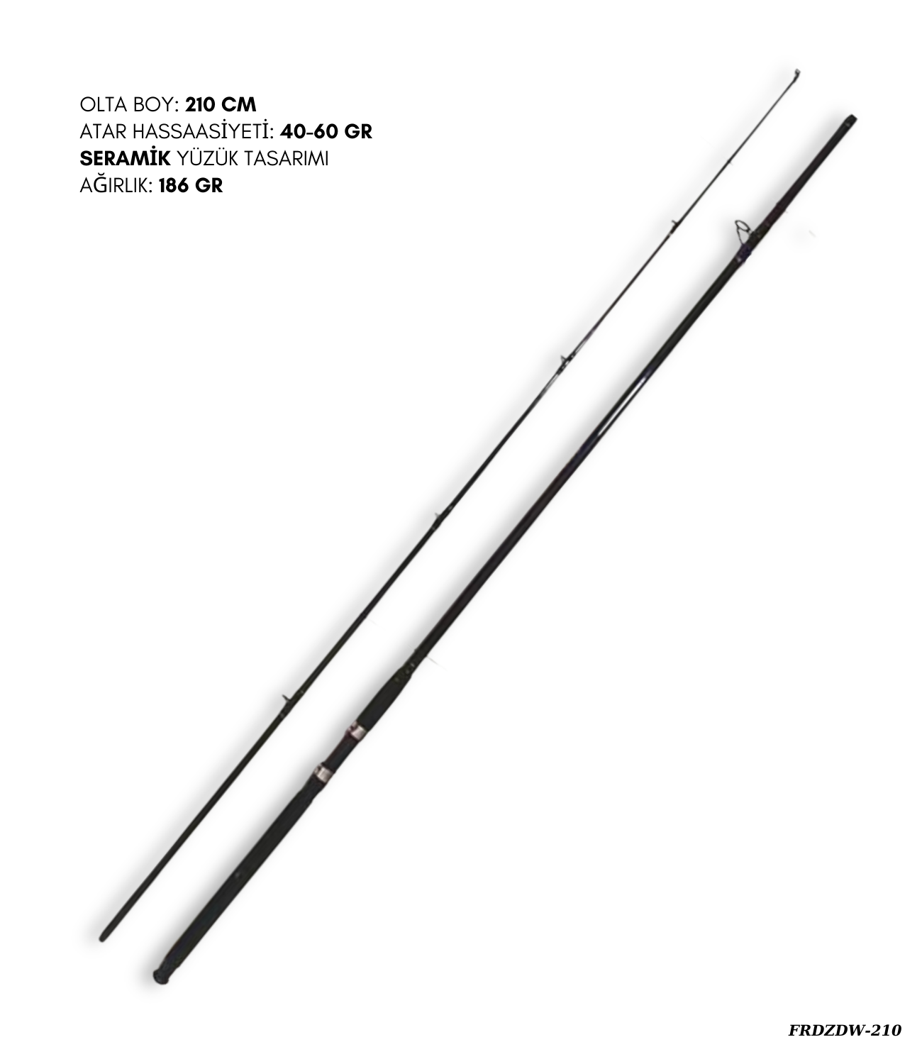 POYRAZ Spin Surf Olta Kamışı 210 cm 40-60 gr Seramik Yüzük FRDZDW210