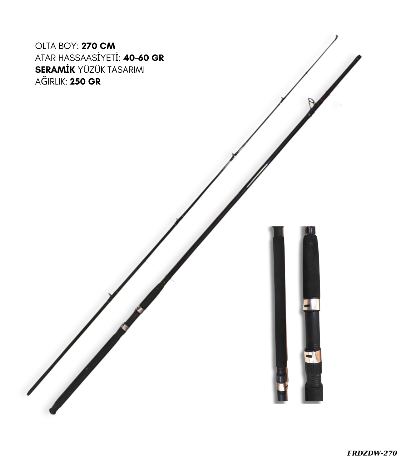 POYRAZ Spin Surf Olta Kamışı 270 cm 40-60 gr Seramik Yüzük FRDZDW270