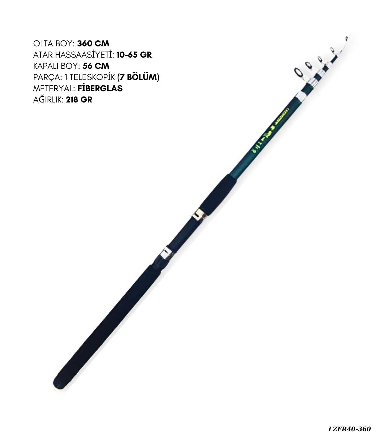 POYRAZ Teleskopik 360 cm Surf Olta Kamışı LZFR40-360