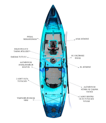 Pedallı Avcı Kanosu Profesyonel Fin Pedal Sistemi Mavi Kano 335x88x34
