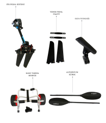 Pedallı Avcı Kanosu Profesyonel Fin Pedal Sistemi Mavi Kano 335x88x34