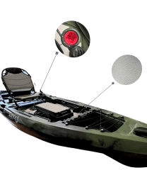 Pedallı Avcı Kanosu Profesyonel Fin Pedal Sistemi Yeşil Kano 335x88x34