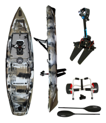 Pedallı Avcı Kanosu Profesyonel Fin Pedal Sistemi Kamuflaj Kano 335x88x34