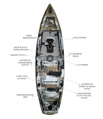 Pedallı Avcı Kanosu Profesyonel Fin Pedal Sistemi Kamuflaj Kano 335x88x34