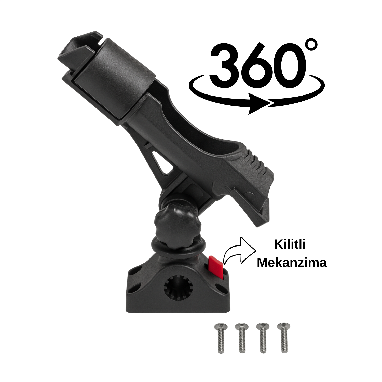 Tekne olta Tutacağı Kamış Tutucu 360 Derece Dönebilir Kilitli Mekanizma