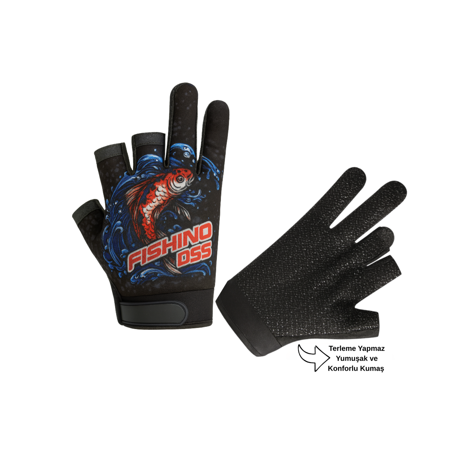 Avcılık Balıkçılık Eldiveni Sportif Avcı Eldiven Terleme Yapmaz Siyah Desen