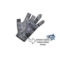 Avcılık Balıkçılık Eldiveni Sportif Avcı Eldiven Terleme Yapmaz Gri Desen
