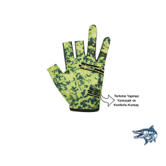Avcılık Balıkçılık Eldiveni Sportif Avcı Eldiven Terleme Yapmaz Yeşil Desen