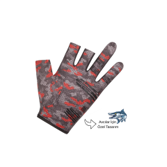 Avcılık Balıkçılık Eldiveni Sportif Avcı Eldiven Terleme Yapmaz Kırmızı Desen