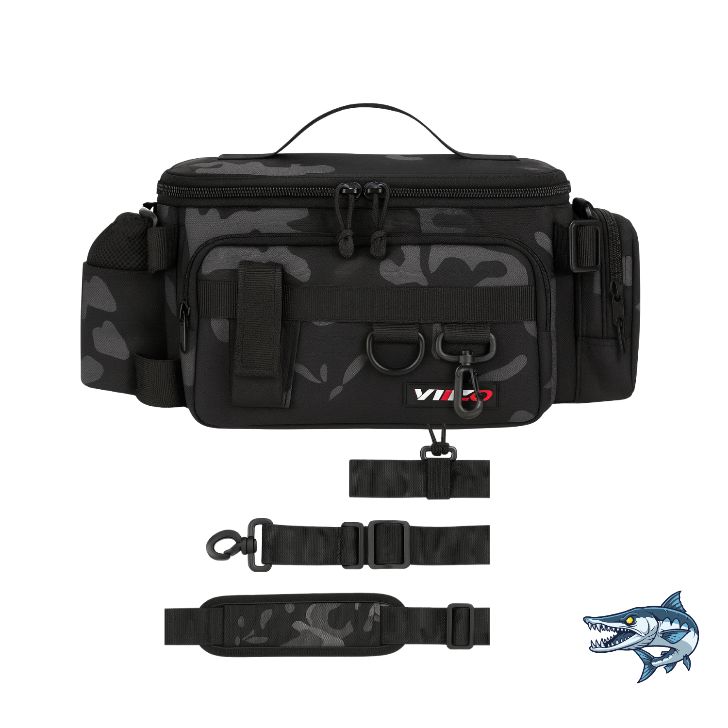 Avcı Balıkçı Çantası Balık Aksesuar Çantası Su İtici Gri Kamuflaj