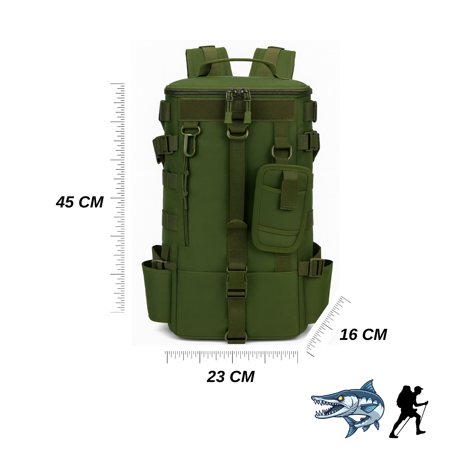 Dağcı Avcı Çantası Su İticili Çok Gözlü Outdoor Sırt Çantası Yeşil