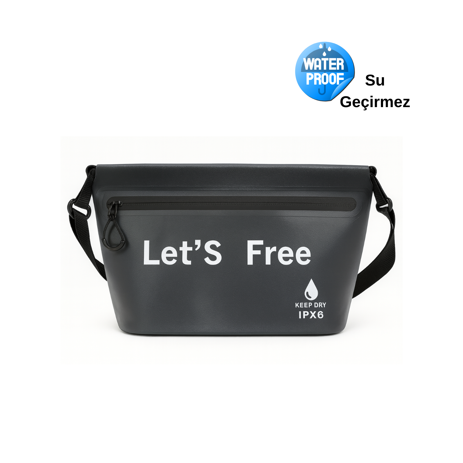 Su Geçirmez Pratik Pvc Çanta Doğa Sporları Çantası Siyah