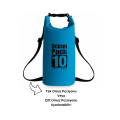Su Geçirmez 10 LT Su Sporları Çantası Kilitli Çanta Ocean Mavi