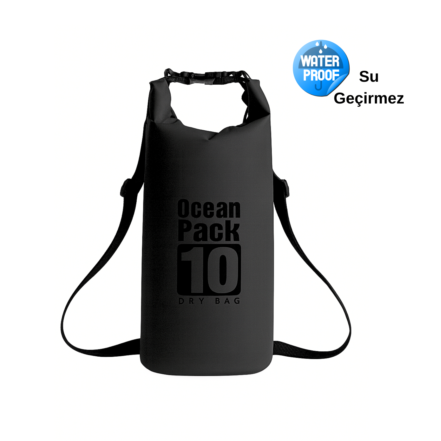 Su Geçirmez 10 LT Su Sporları Çantası Kilitli Çanta Ocean Siyah