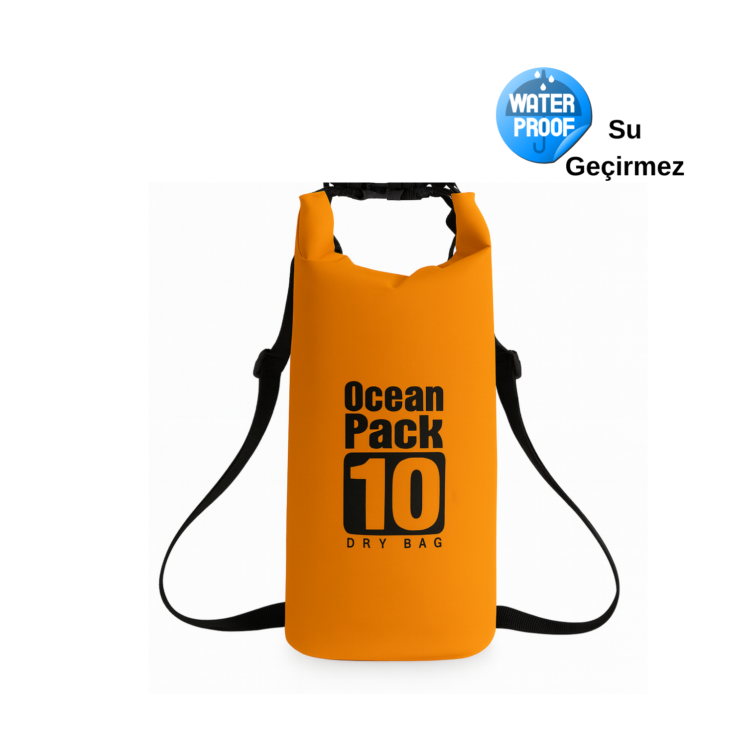 Su Geçirmez 10 LT Su Sporları Çantası Kilitli Çanta Ocean Turuncu