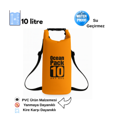 Su Geçirmez 10 LT Su Sporları Çantası Kilitli Çanta Ocean Turuncu