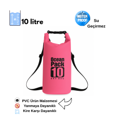 Su Geçirmez 10 LT Su Sporları Çantası Kilitli Çanta Ocean Pembe