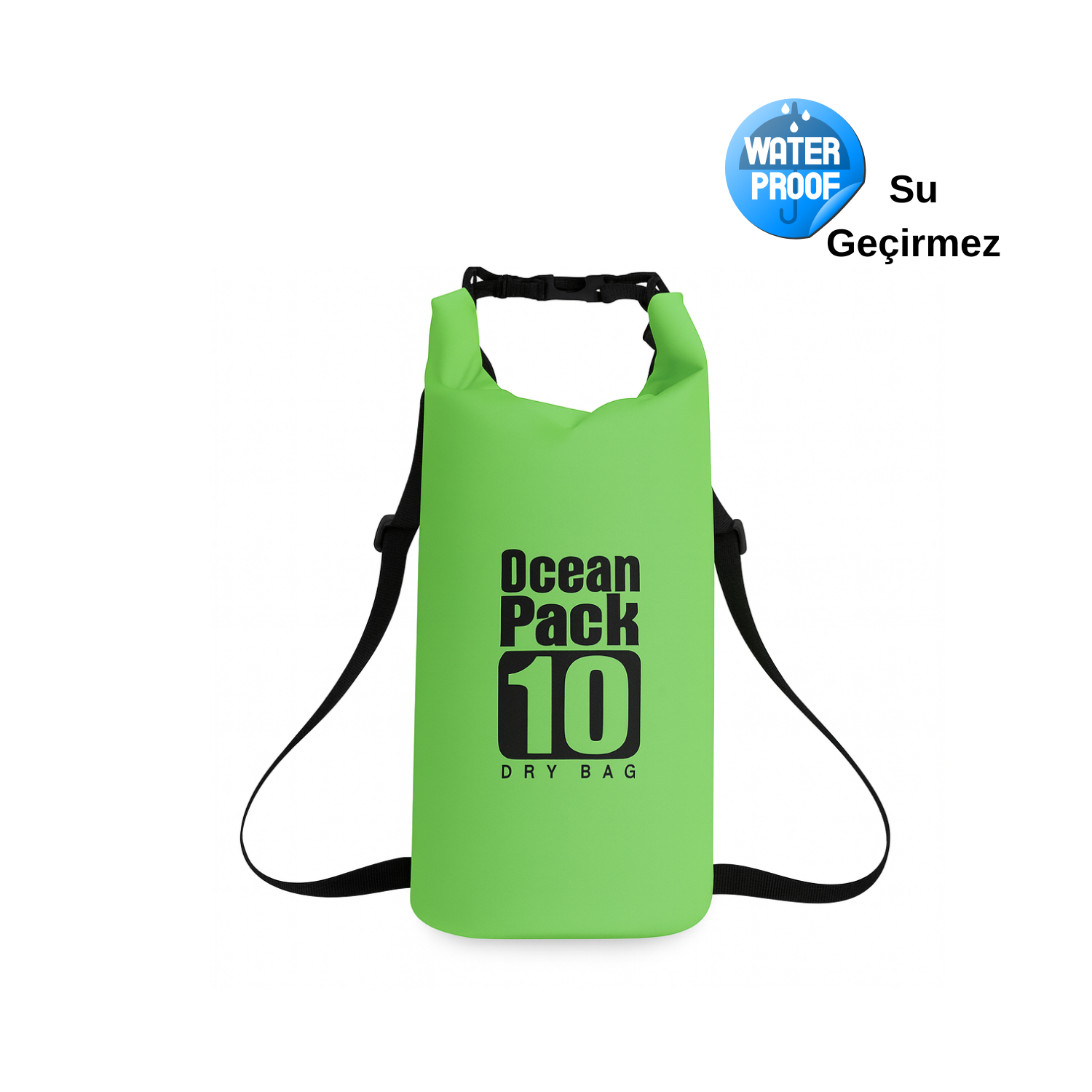 Su Geçirmez 10 LT Su Sporları Çantası Kilitli Çanta Ocean Yeşil