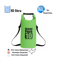 Su Geçirmez 10 LT Su Sporları Çantası Kilitli Çanta Ocean Yeşil