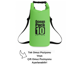 Su Geçirmez 10 LT Su Sporları Çantası Kilitli Çanta Ocean Yeşil