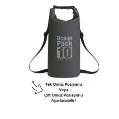 Su Geçirmez 10 LT Su Sporları Çantası Kilitli Çanta Ocean Gri