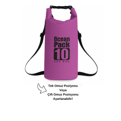Su Geçirmez 10 LT Su Sporları Çantası Kilitli Çanta Ocean Mor