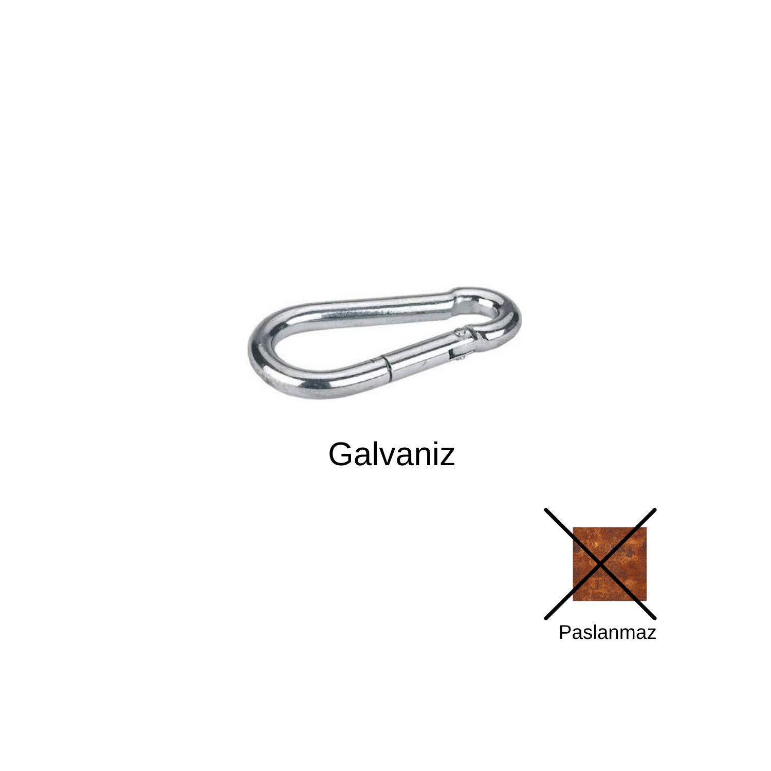Karabina Galvaniz 10mm Paslanmaz