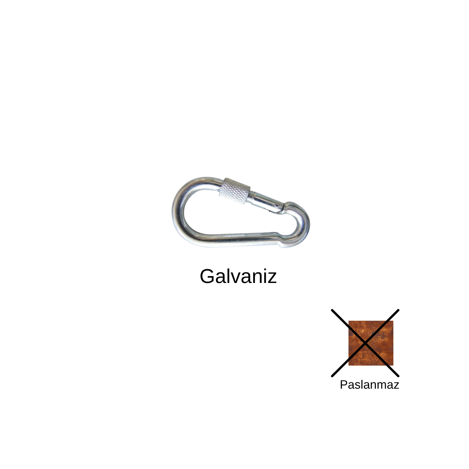 Karabina Galvaniz 10mm Vidalı Paslanmaz