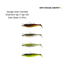 Savage Gear Cannibal Shad 8cm 5gr+7.5gr #20 Dark Water 4 Lü
