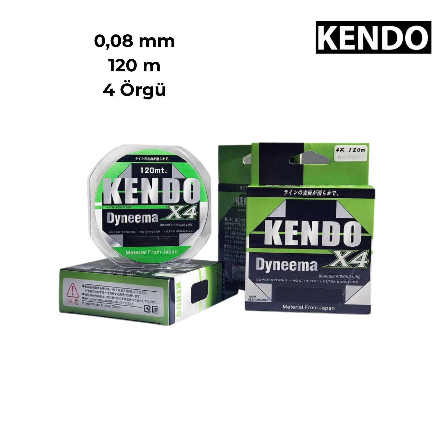 Kendo Dynema 4 Örgü 0,08mm 120Mt (Green)
