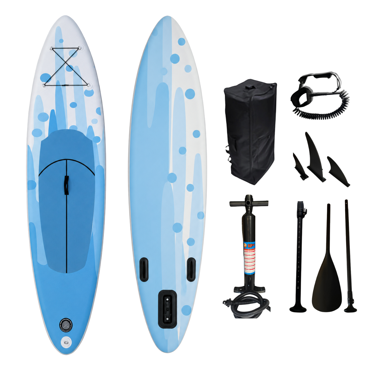 Paddle Sup Board Mavi Beyaz 300x75x15 Çift Katman Kaydırmaz