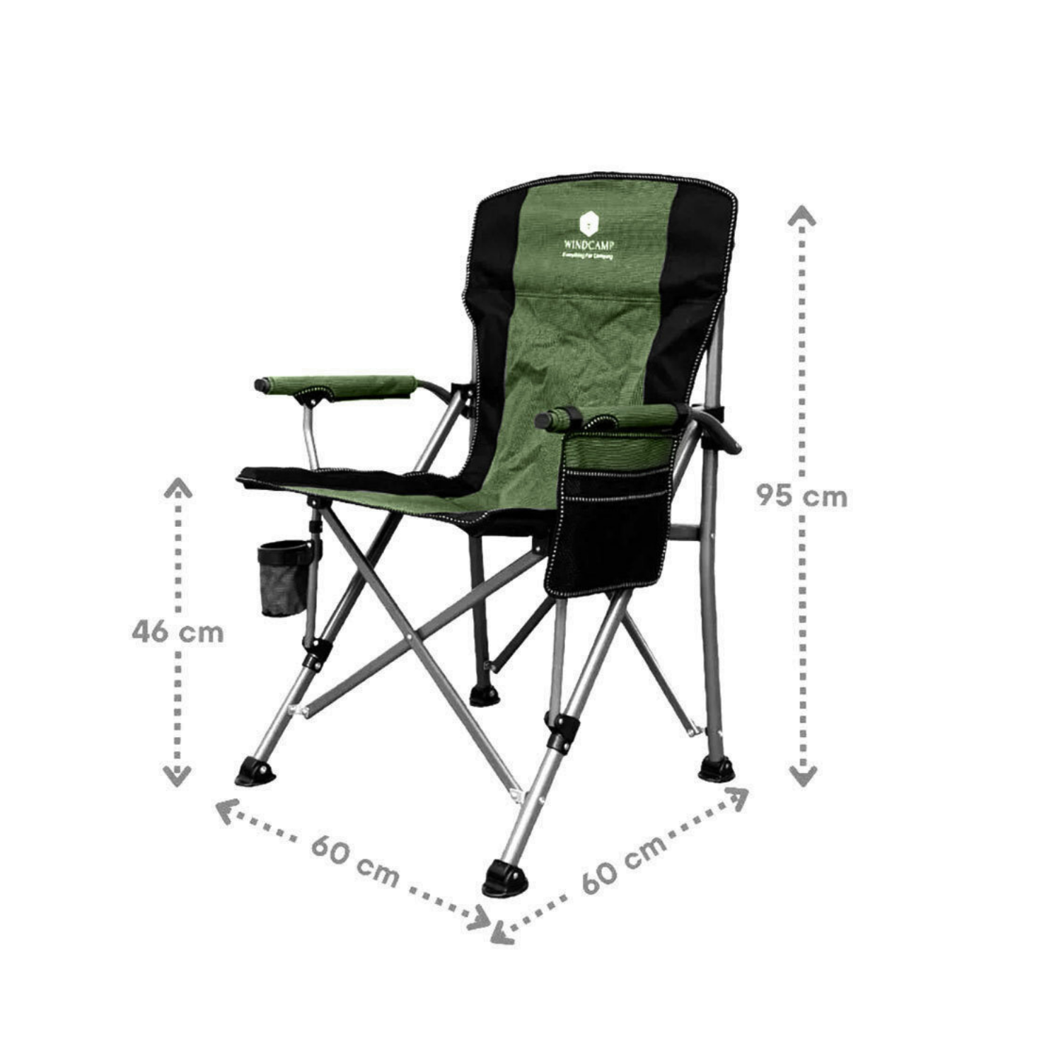 Wildcamp Kamp Sandalyesi Yeşil Kalın 150 Kg Kapasite Oxfor Kumaş Kamp Sandalyesi